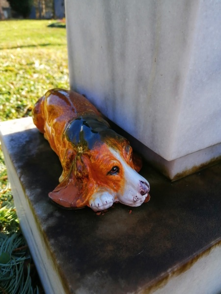 Ein schlafender Hund auf dem Stuttgarter Pragfriedhof